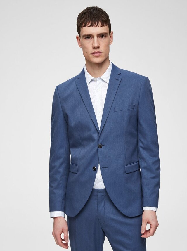 Modré oblekové slim sako Selected Homme Logan