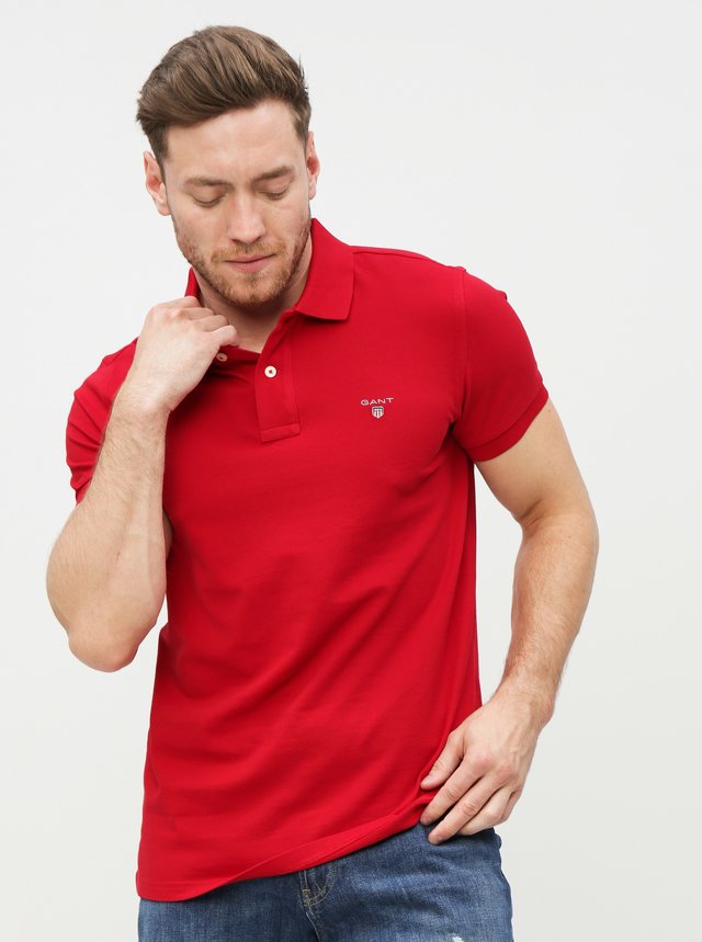 Červené pánské basic polo tričko GANT