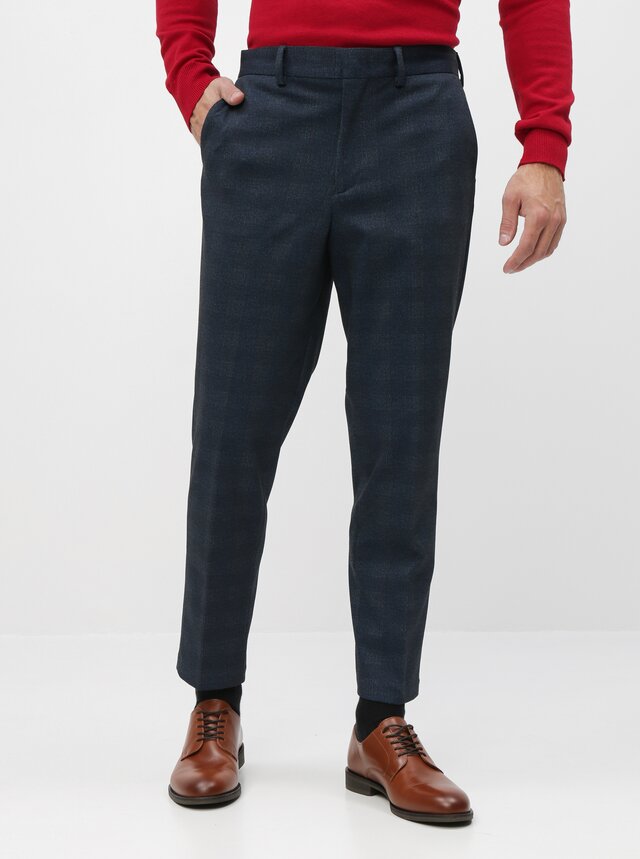 Tmavě modré zkrácené slim fit kahoty Selected Homme New Jersey