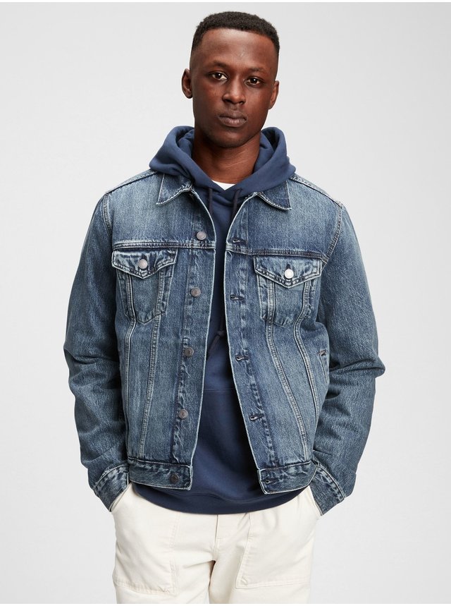 Modrá pánská džínová bunda icon denim jacket with Washwell