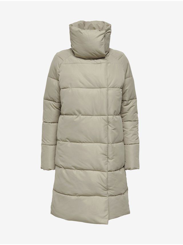 Béžový dámský prošívaný zimní kabát s límcem ONLY New June