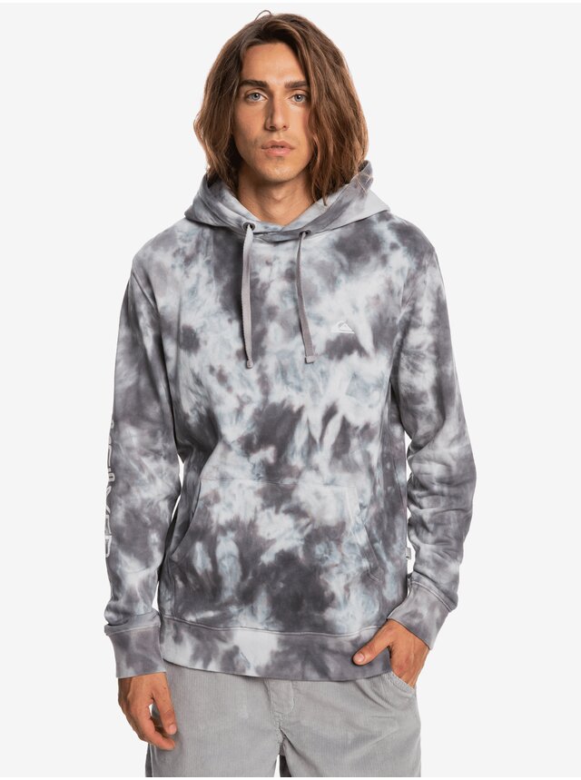 Šedá pánská batikovaná mikina s kapucí Quiksilver Natural Cloudy