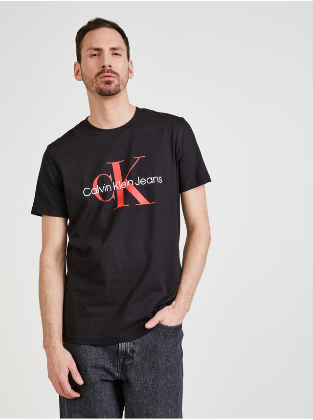 Čierne pánske tričko s potlačou Calvin Klein