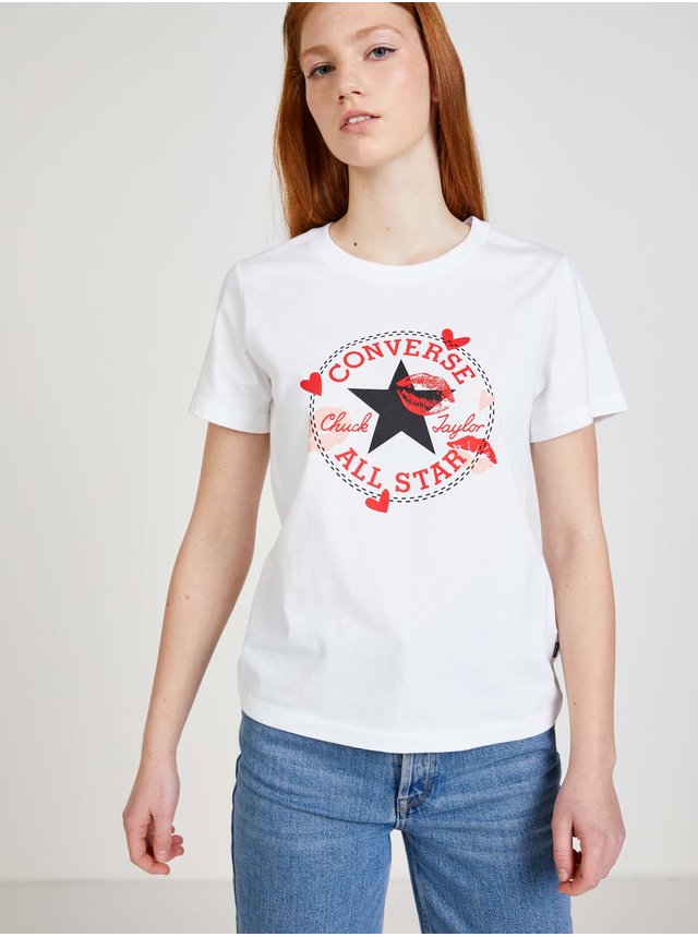 Bílé dámské tričko Converse Valentine's Day