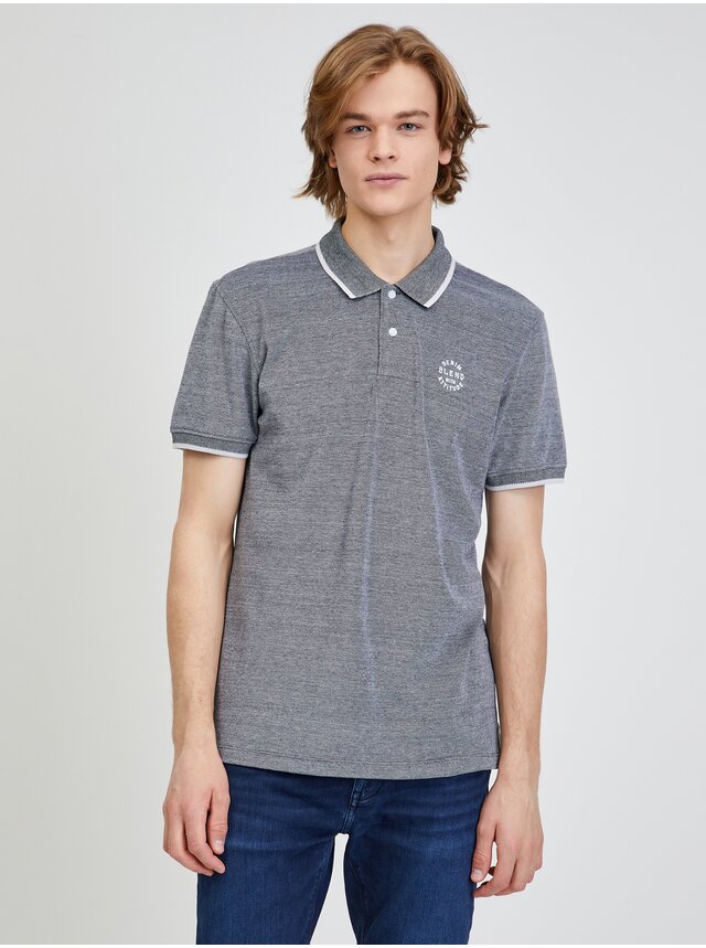 Šedé žíhané polo tričko Blend Nate