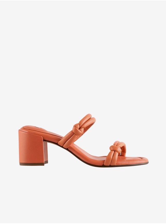 Oranžové dámské kožené pantofle na podpatku Högl Grace