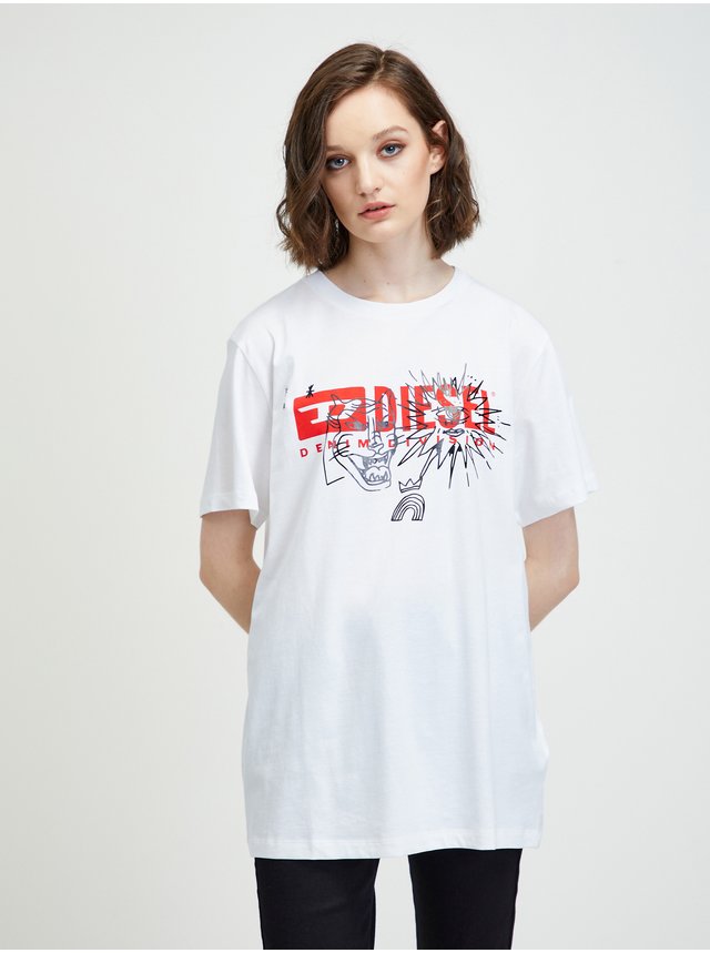Bílé dámské prodloužené tričko Diesel Daria