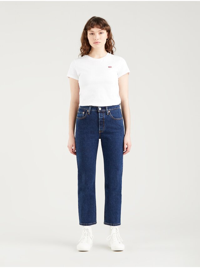 Tmavě modré dámské zkrácené straight fit džíny Levi's® 501