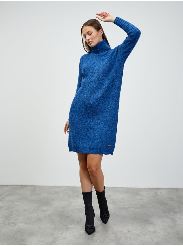 Modré svetrové šaty s rolákom ZOOT.lab Aubrey