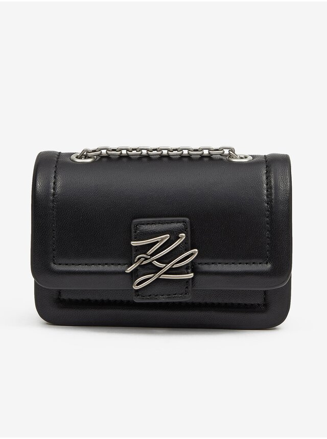 Černá kožená mini kabelka KARL LAGERFELD