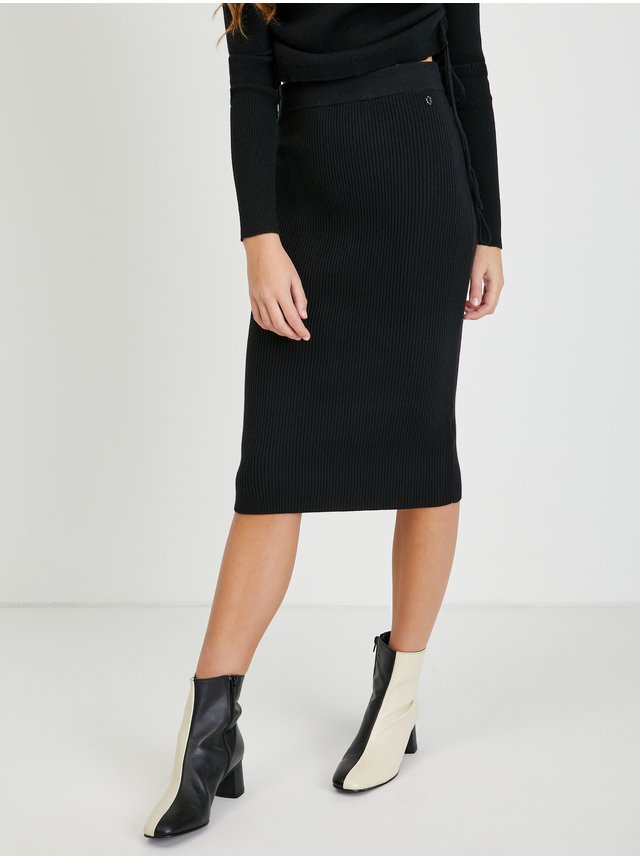 Černá pouzdrová svetrová sukně Guess Calire