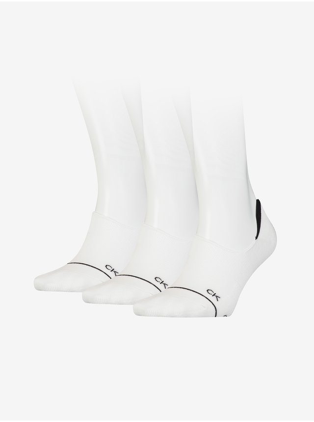 Sada troch párov bielych dámskych ponožiek Calvin Klein