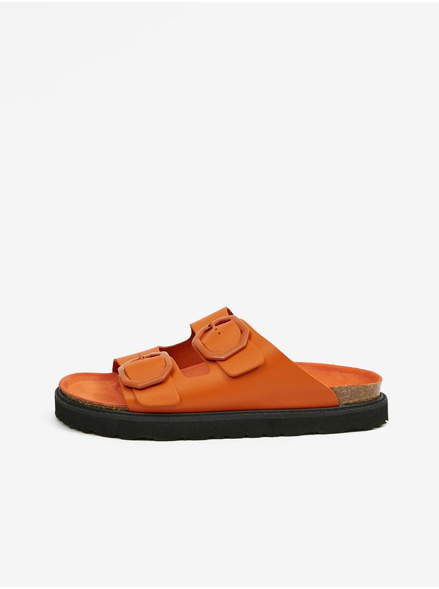 Oranžové dámské kožené pantofle OJJU