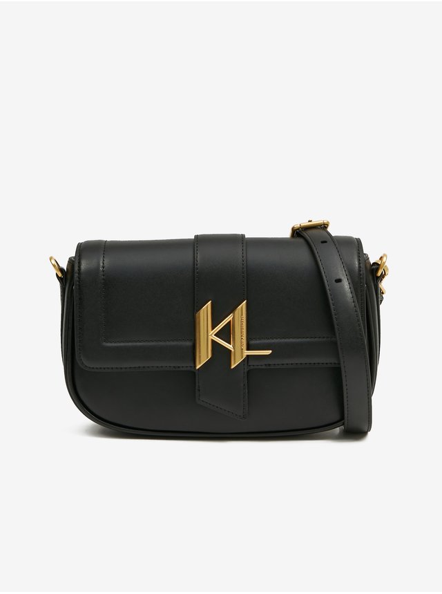 Černá dámská kožená crossbody kabelka KARL LAGERFELD Shooting Stars