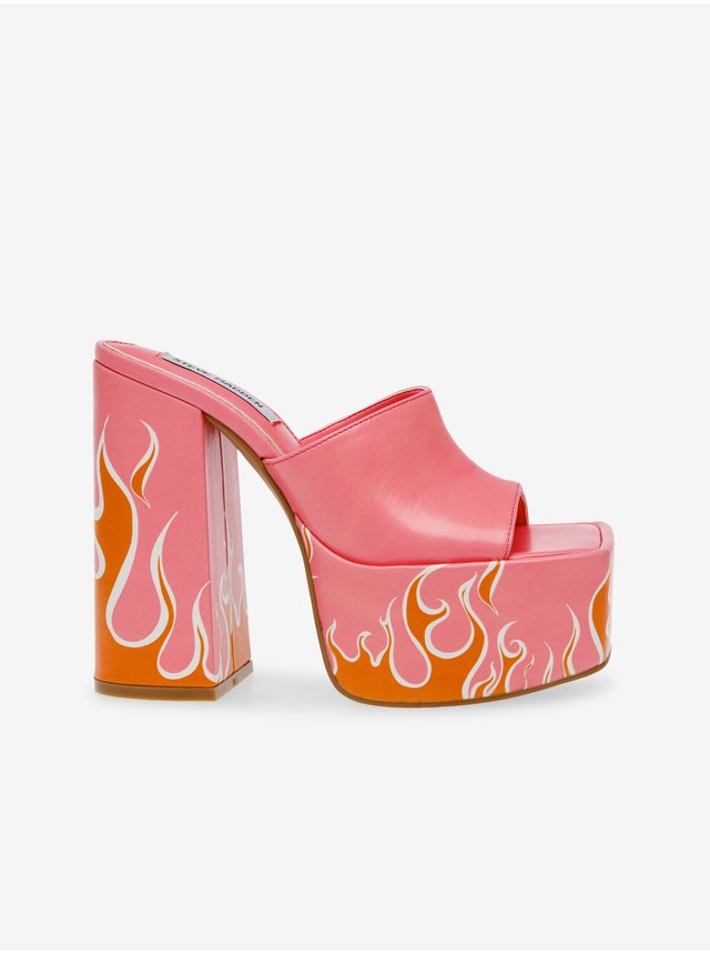 Růžovo-oranžové dámské pantofle na podpatku Steve Madden