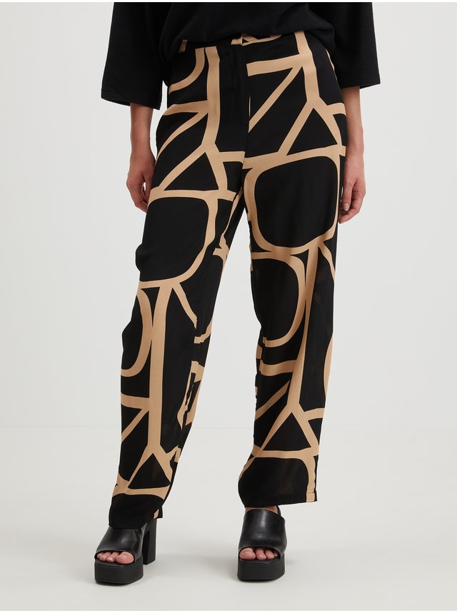 Béžovo-černé dámské vzorované kalhoty ONLY Ava