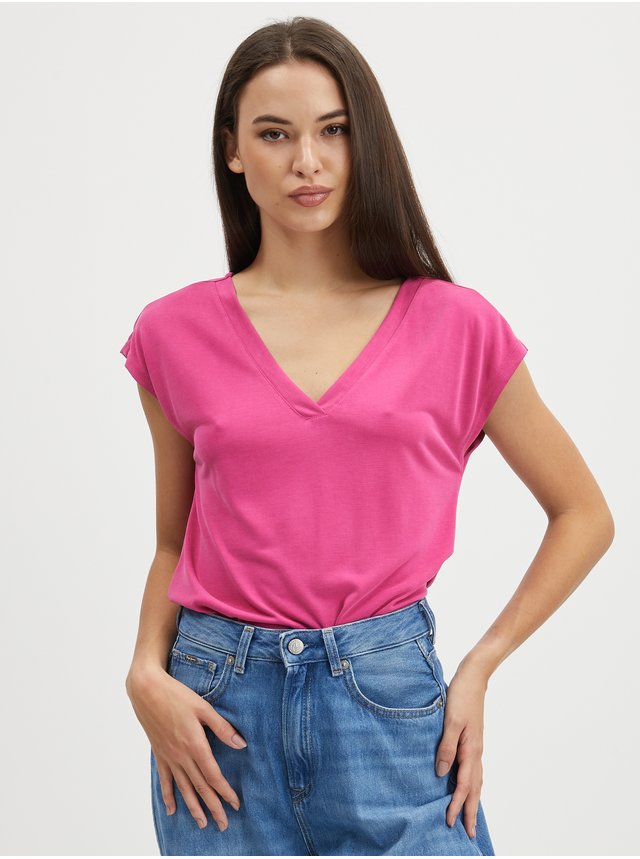 Tmavo ružové dámske basic tričko ONLY Free