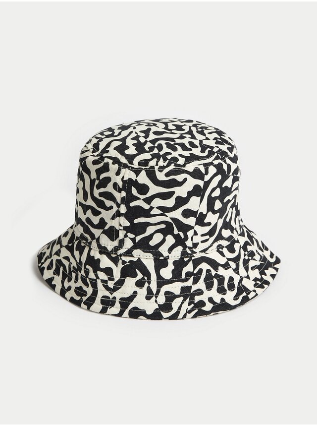 Krémovo-černý dámský vzorovaný klobouk Marks & Spencer 